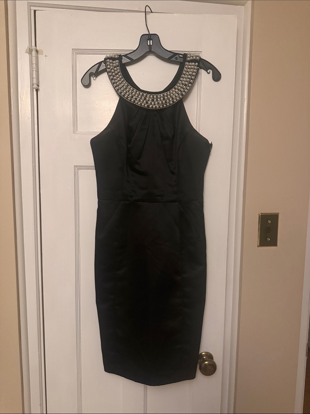 Milly Black Beaded Halter Midi Dress